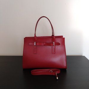 Made In Italy Leather Women's Satchel Bag Red